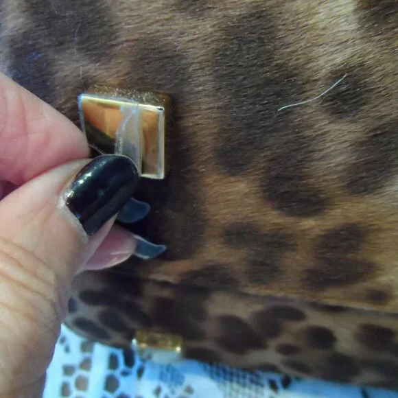 New Michaek Kors Collection Brown Leopard Calf Hair/Croc Print Leather Bag - Picture 16 of 16